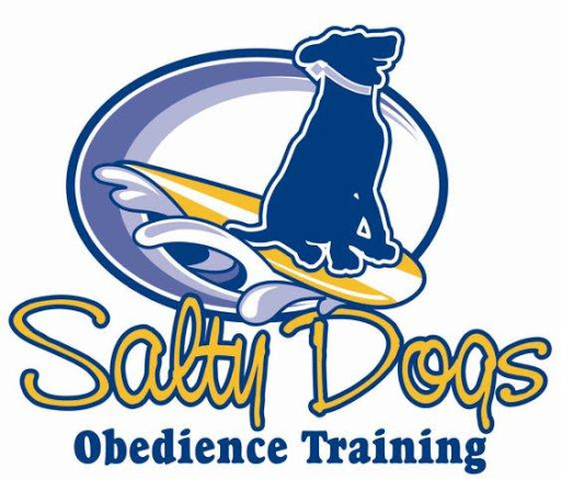 Salty Dogs Training Logo Dog on Surfboard